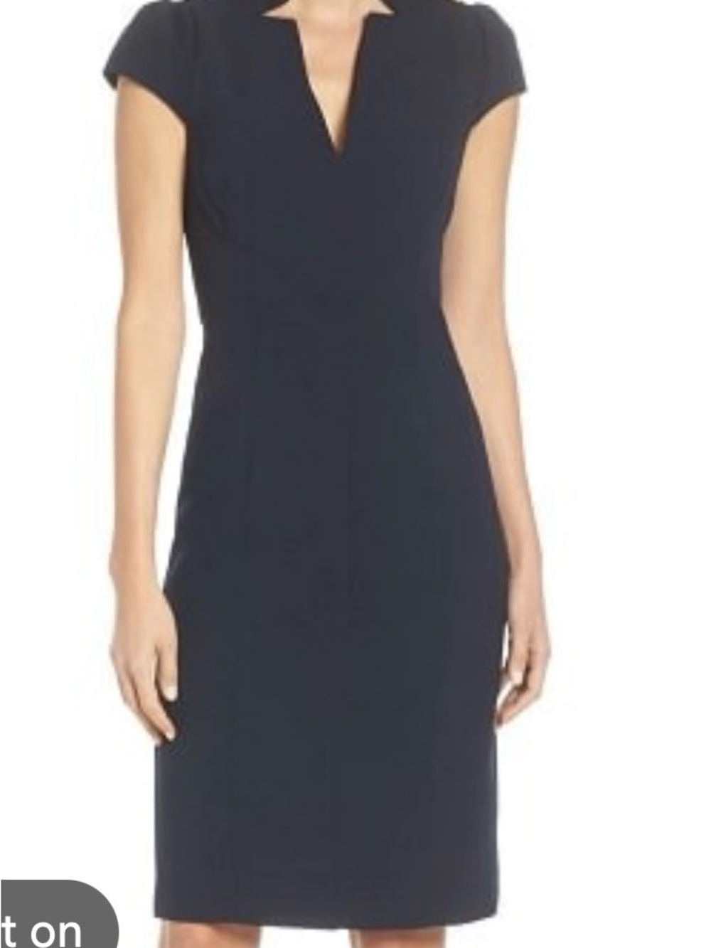 Ann Taylor Black V-Notch Cap Sleeve Midi Sheath Dress. Size 14